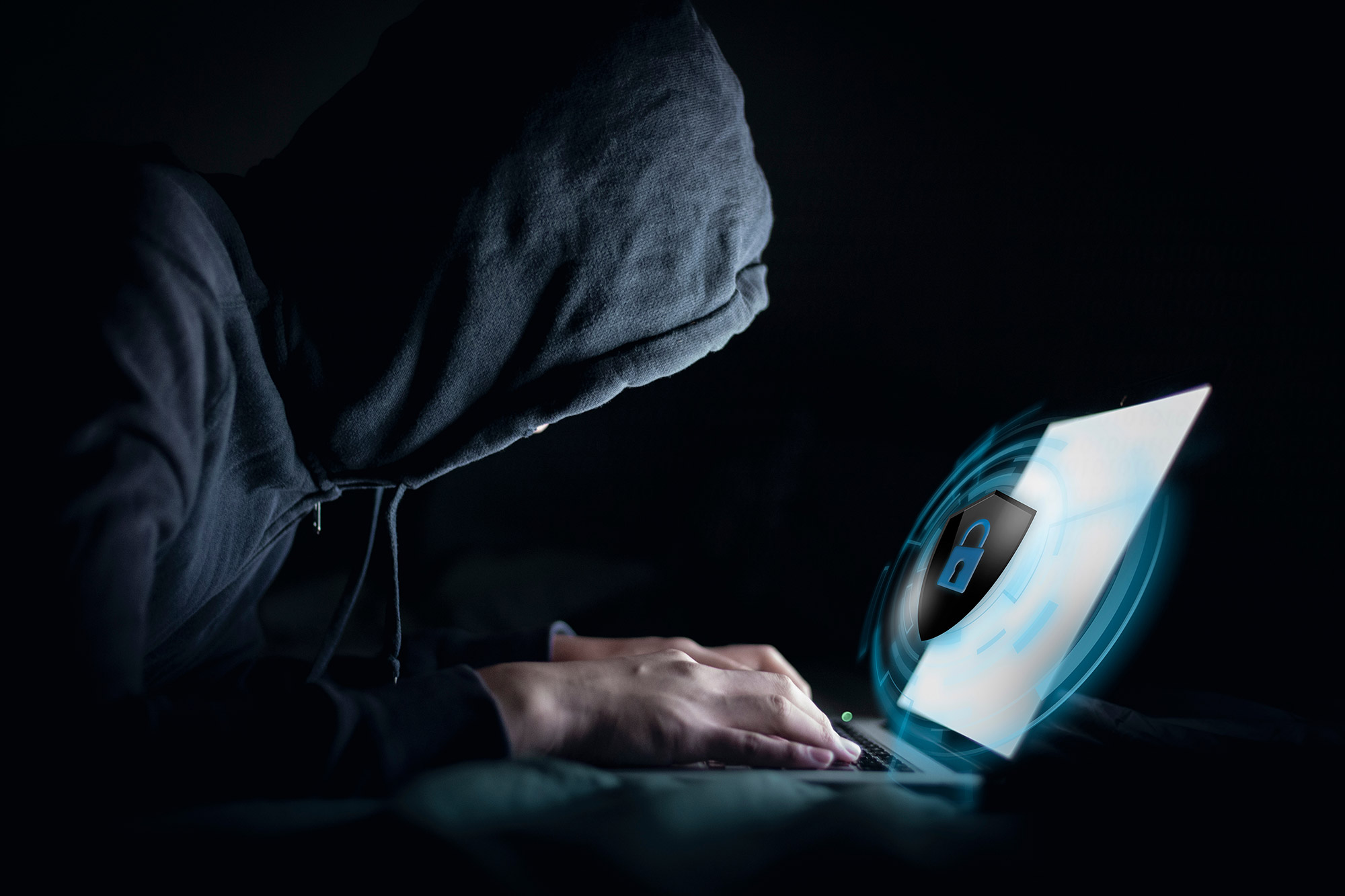 Hacker using computer for vishing